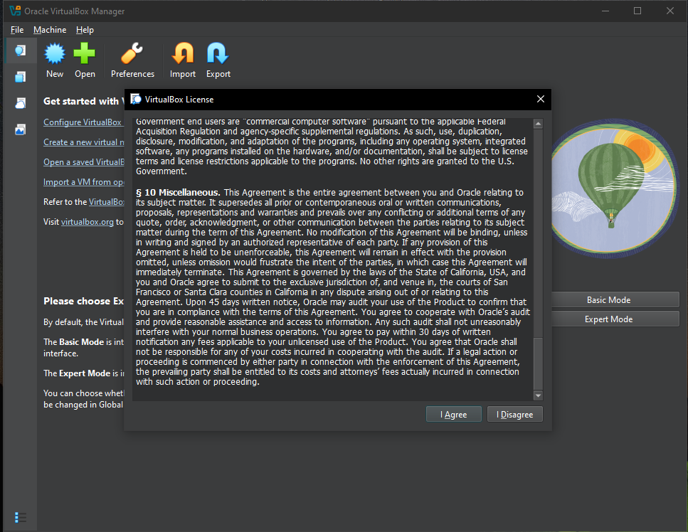 Oracle VM VirtualBox Extension Pack license agreement terms