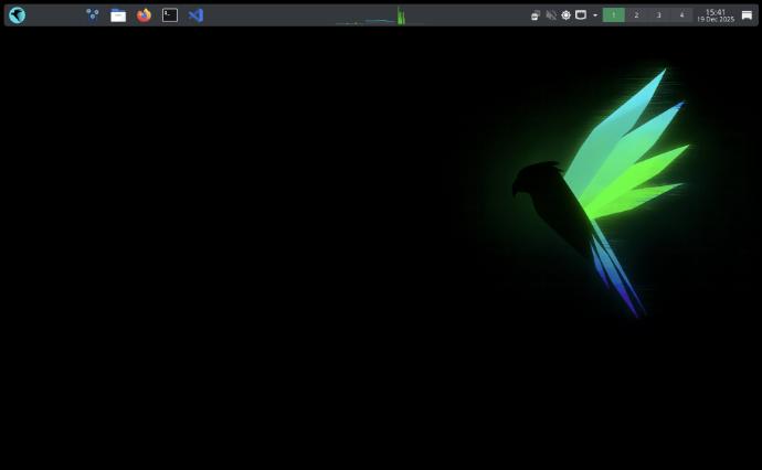 Parrot OS security edition glowing neon bird logo