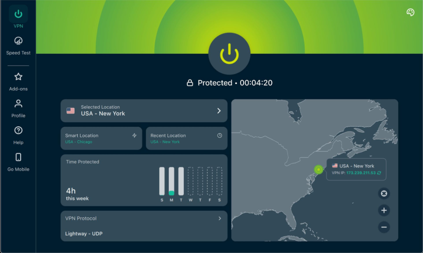 ExpressVPN CLI client running in a Linux terminal for anonymous penetration testing